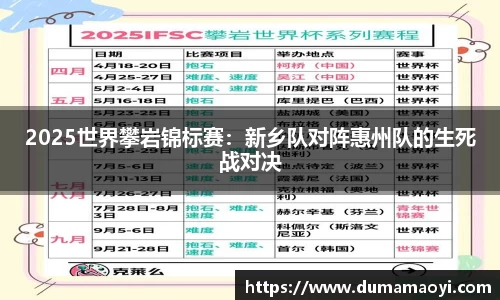2025世界攀岩锦标赛：新乡队对阵惠州队的生死战对决